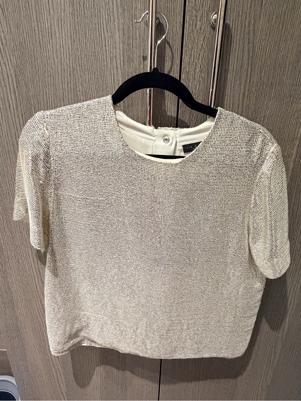 rag & bone Metallic Cream Short Sleeve Knit Tee